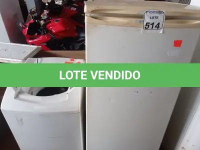 LOTE 514 - 01 MÁQUINA DE LAVAR ROUPAS BRASTEMP E 01 GELADEIRA ELECTROLUX P/RETIRADA DE PEÇAS. (NO ESTADO) ATENÇÃO! FAZER A VISITAÇÃO ANTES DE ARREMATAR, NÃO SABEMOS SE FUNCIONA. LEILÃO NÃO TEM GARANTIA E NEM DEVOLUÇÃO, SUJEITO A POSSÍVEIS AVARIAS VISÍVEIS/OCULTAS E/OU AUSÊNCIA DE COMPONENTES.