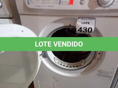 LOTE 430 - 01 MÁQUINA DE LAVAR MARCA ELECTROLUX 10KG 220V. (NO ESTADO) ATENÇÃO! FAZER A VISITAÇÃO ANTES DE ARREMATAR, NÃO SABEMOS SE FUNCIONA. LEILÃO NÃO TEM GARANTIA E NEM DEVOLUÇÃO, SUJEITO A POSSÍVEIS AVARIAS VISÍVEIS/OCULTAS E/OU AUSÊNCIA DE COMPONENTES.