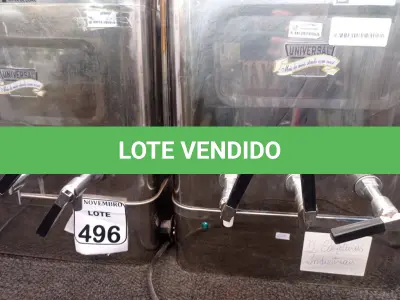 LOTE 496 - 02 CAFETEIRAS EM INOX MARCA UNIVERSAL. (NO ESTADO) ATENÇÃO! FAZER A VISITAÇÃO ANTES DE ARREMATAR, NÃO SABEMOS SE FUNCIONA. LEILÃO NÃO TEM GARANTIA E NEM DEVOLUÇÃO, SUJEITO A POSSÍVEIS AVARIAS VISÍVEIS/OCULTAS E/OU AUSÊNCIA DE COMPONENTES.