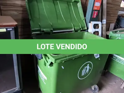 LOTE 069 - 01 LIXEIRA CONTAINER EM PLÁSTICO 660 LITROS. (NO ESTADO) ATENÇÃO! FAZER A VISITAÇÃO ANTES DE ARREMATAR, NÃO SABEMOS SE FUNCIONA. LEILÃO NÃO TEM GARANTIA E NEM DEVOLUÇÃO, SUJEITO A POSSÍVEIS AVARIAS VISÍVEIS/OCULTAS E/OU AUSÊNCIA DE COMPONENTES.