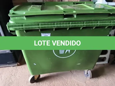 LOTE 186 - 01 LIXEIRA CONTAINER EM PLÁSTICO 660 LITROS. (NO ESTADO) ATENÇÃO! FAZER A VISITAÇÃO ANTES DE ARREMATAR, NÃO SABEMOS SE FUNCIONA. LEILÃO NÃO TEM GARANTIA E NEM DEVOLUÇÃO, SUJEITO A POSSÍVEIS AVARIAS VISÍVEIS/OCULTAS E/OU AUSÊNCIA DE COMPONENTES.
