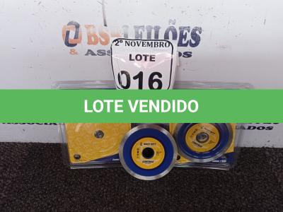 LOTE 016 - 02 DISCOS DIAMANTADOS CONTÍNUOS MARCA HEAVY DUTY(NOVO). (NO ESTADO) ATENÇÃO! FAZER A VISITAÇÃO ANTES DE ARREMATAR, NÃO SABEMOS SE FUNCIONA. LEILÃO NÃO TEM GARANTIA E NEM DEVOLUÇÃO, SUJEITO A POSSÍVEIS AVARIAS VISÍVEIS/OCULTAS E/OU AUSÊNCIA DE COMPONENTES.