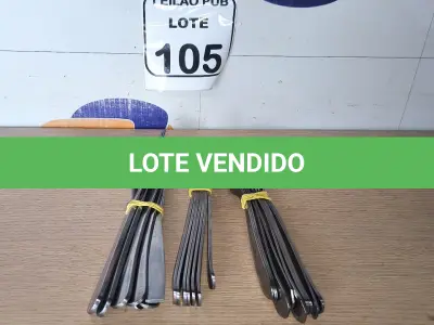 LOTE 105 - 10 GARFOS ,07 COLHERES E 10 FACAS DE MESA. (NO ESTADO) ATENÇÃO! FAZER A VISITAÇÃO ANTES DE ARREMATAR, NÃO SABEMOS SE FUNCIONA. LEILÃO NÃO TEM GARANTIA E NEM DEVOLUÇÃO, SUJEITO A POSSÍVEIS AVARIAS VISÍVEIS/OCULTAS E/OU AUSÊNCIA DE COMPONENTES.