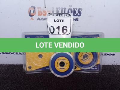 LOTE 016 - 02 DISCOS DIAMANTADOS CONTÍNUOS MARCA HEAVY DUTY(NOVO). (NO ESTADO) ATENÇÃO! FAZER A VISITAÇÃO ANTES DE ARREMATAR, NÃO SABEMOS SE FUNCIONA. LEILÃO NÃO TEM GARANTIA E NEM DEVOLUÇÃO, SUJEITO A POSSÍVEIS AVARIAS VISÍVEIS/OCULTAS E/OU AUSÊNCIA DE COMPONENTES.