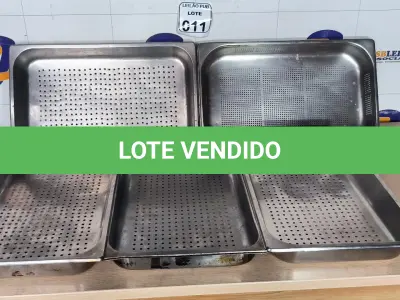 LOTE 011 - 05 CUBAS PERFURADAS EM INOX. (NO ESTADO) ATENÇÃO! FAZER A VISITAÇÃO ANTES DE ARREMATAR, NÃO SABEMOS SE FUNCIONA. LEILÃO NÃO TEM GARANTIA E NEM DEVOLUÇÃO, SUJEITO A POSSÍVEIS AVARIAS VISÍVEIS/OCULTAS E/OU AUSÊNCIA DE COMPONENTES.