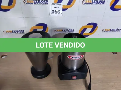 LOTE 066 - 01 LIQUIDIFICADOR INDUSTRIAL POLI. (NO ESTADO) ATENÇÃO! FAZER A VISITAÇÃO ANTES DE ARREMATAR, NÃO SABEMOS SE FUNCIONA. LEILÃO NÃO TEM GARANTIA E NEM DEVOLUÇÃO, SUJEITO A POSSÍVEIS AVARIAS VISÍVEIS/OCULTAS E/OU AUSÊNCIA DE COMPONENTES.