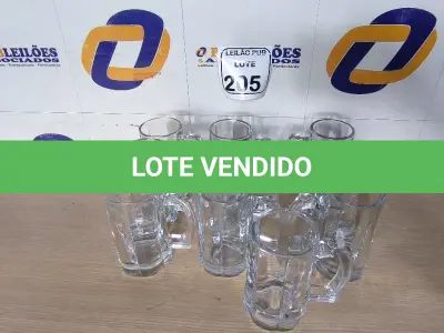 LOTE 205 - 10 CANECAS DE VIDRO PARA CHOPP. (NO ESTADO) ATENÇÃO! FAZER A VISITAÇÃO ANTES DE ARREMATAR, NÃO SABEMOS SE FUNCIONA. LEILÃO NÃO TEM GARANTIA E NEM DEVOLUÇÃO, SUJEITO A POSSÍVEIS AVARIAS VISÍVEIS/OCULTAS E/OU AUSÊNCIA DE COMPONENTES.
