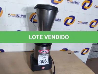 LOTE 066 - 01 LIQUIDIFICADOR INDUSTRIAL POLI. (NO ESTADO) ATENÇÃO! FAZER A VISITAÇÃO ANTES DE ARREMATAR, NÃO SABEMOS SE FUNCIONA. LEILÃO NÃO TEM GARANTIA E NEM DEVOLUÇÃO, SUJEITO A POSSÍVEIS AVARIAS VISÍVEIS/OCULTAS E/OU AUSÊNCIA DE COMPONENTES.