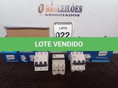LOTE 022 - 02 CAIXAS DE DISJUNTORES C/09 UNIDADES NO TOTAL, 03 POLOS DIVERSOS MARCA SOPRANO(NOVO). (NO ESTADO) ATENÇÃO! FAZER A VISITAÇÃO ANTES DE ARREMATAR, NÃO SABEMOS SE FUNCIONA. LEILÃO NÃO TEM GARANTIA E NEM DEVOLUÇÃO, SUJEITO A POSSÍVEIS AVARIAS VISÍVEIS/OCULTAS E/OU AUSÊNCIA DE COMPONENTES.