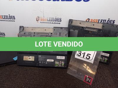 LOTE 315 - 03 NOTEBOOKS MARCAS E MODELOS DIVERSOS P/RETIRADA DE PEÇAS. (NO ESTADO) ATENÇÃO! FAZER A VISITAÇÃO ANTES DE ARREMATAR, NÃO SABEMOS SE FUNCIONA. LEILÃO NÃO TEM GARANTIA E NEM DEVOLUÇÃO, SUJEITO A POSSÍVEIS AVARIAS VISÍVEIS/OCULTAS E/OU AUSÊNCIA DE COMPONENTES.