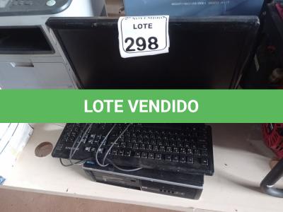 LOTE 298 - 01 CPU MARCA HP, 01 MONITOR MARCA LENOVO E 01 TECLADO. (NO ESTADO) ATENÇÃO! FAZER A VISITAÇÃO ANTES DE ARREMATAR, NÃO SABEMOS SE FUNCIONA. LEILÃO NÃO TEM GARANTIA E NEM DEVOLUÇÃO, SUJEITO A POSSÍVEIS AVARIAS VISÍVEIS/OCULTAS E/OU AUSÊNCIA DE COMPONENTES.