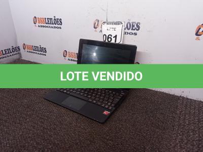 LOTE 061 - 01 NETBOOK MARCA ASUS. (NO ESTADO) ATENÇÃO! FAZER A VISITAÇÃO ANTES DE ARREMATAR, NÃO SABEMOS SE FUNCIONA. LEILÃO NÃO TEM GARANTIA E NEM DEVOLUÇÃO, SUJEITO A POSSÍVEIS AVARIAS VISÍVEIS/OCULTAS E/OU AUSÊNCIA DE COMPONENTES.
