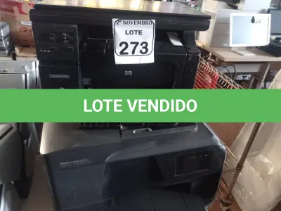 LOTE 273 - 03 IMPRESSORAS MULTIFUNCIONAIS MARCA HP. (NO ESTADO) ATENÇÃO! FAZER A VISITAÇÃO ANTES DE ARREMATAR, NÃO SABEMOS SE FUNCIONA. LEILÃO NÃO TEM GARANTIA E NEM DEVOLUÇÃO, SUJEITO A POSSÍVEIS AVARIAS VISÍVEIS/OCULTAS E/OU AUSÊNCIA DE COMPONENTES.