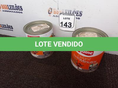 LOTE 143 - 02 LATAS DE ESMALTE SINTÉTICO COM 3,6L CADA MARCA IQUINE COR VERMELHO VINHO(NOVO). (NO ESTADO) ATENÇÃO! FAZER A VISITAÇÃO ANTES DE ARREMATAR, NÃO SABEMOS SE FUNCIONA. LEILÃO NÃO TEM GARANTIA E NEM DEVOLUÇÃO, SUJEITO A POSSÍVEIS AVARIAS VISÍVEIS/OCULTAS E/OU AUSÊNCIA DE COMPONENTES.