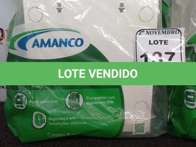 LOTE 137 - 02 QUADROS DE DISTRIBUIÇÃO COMPATÍVEL ATÉ 24 DISJUNTORES MARCA AMANCO(NOVO). (NO ESTADO) ATENÇÃO! FAZER A VISITAÇÃO ANTES DE ARREMATAR, NÃO SABEMOS SE FUNCIONA. LEILÃO NÃO TEM GARANTIA E NEM DEVOLUÇÃO, SUJEITO A POSSÍVEIS AVARIAS VISÍVEIS/OCULTAS E/OU AUSÊNCIA DE COMPONENTES.