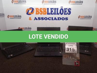 LOTE 315 - 03 NOTEBOOKS MARCAS E MODELOS DIVERSOS P/RETIRADA DE PEÇAS. (NO ESTADO) ATENÇÃO! FAZER A VISITAÇÃO ANTES DE ARREMATAR, NÃO SABEMOS SE FUNCIONA. LEILÃO NÃO TEM GARANTIA E NEM DEVOLUÇÃO, SUJEITO A POSSÍVEIS AVARIAS VISÍVEIS/OCULTAS E/OU AUSÊNCIA DE COMPONENTES.