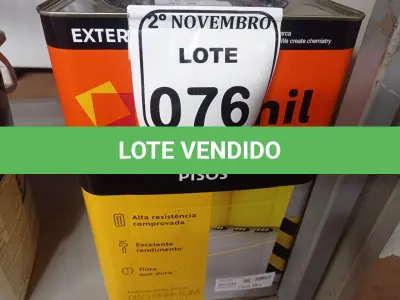 LOTE 076 - 01 LATA DE TINTA PARA PISO CINZA FOSCO ESCURO MARCA SUVINIL 18L(NOVO). (NO ESTADO) ATENÇÃO! FAZER A VISITAÇÃO ANTES DE ARREMATAR, NÃO SABEMOS SE FUNCIONA. LEILÃO NÃO TEM GARANTIA E NEM DEVOLUÇÃO, SUJEITO A POSSÍVEIS AVARIAS VISÍVEIS/OCULTAS E/OU AUSÊNCIA DE COMPONENTES.