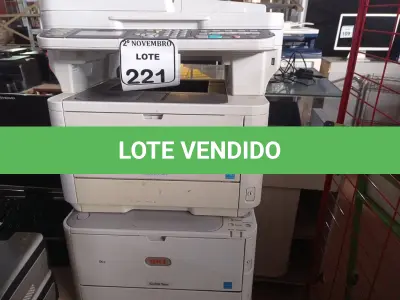 LOTE 221 - 02 IMPRESSORAS MARCA OKI SENDO UMA MULTIFUNCIONAL. (NO ESTADO) ATENÇÃO! FAZER A VISITAÇÃO ANTES DE ARREMATAR, NÃO SABEMOS SE FUNCIONA. LEILÃO NÃO TEM GARANTIA E NEM DEVOLUÇÃO, SUJEITO A POSSÍVEIS AVARIAS VISÍVEIS/OCULTAS E/OU AUSÊNCIA DE COMPONENTES.