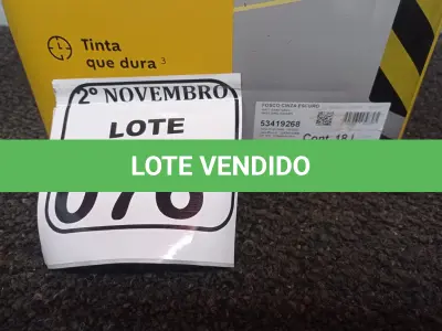 LOTE 076 - 01 LATA DE TINTA PARA PISO CINZA FOSCO ESCURO MARCA SUVINIL 18L(NOVO). (NO ESTADO) ATENÇÃO! FAZER A VISITAÇÃO ANTES DE ARREMATAR, NÃO SABEMOS SE FUNCIONA. LEILÃO NÃO TEM GARANTIA E NEM DEVOLUÇÃO, SUJEITO A POSSÍVEIS AVARIAS VISÍVEIS/OCULTAS E/OU AUSÊNCIA DE COMPONENTES.