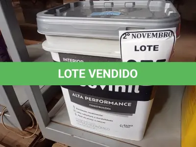 LOTE 075 - 01 GALÃO DE TINTA FOSCO BRANCO 18L MARCA SUVINIL(NOVO). (NO ESTADO) ATENÇÃO! FAZER A VISITAÇÃO ANTES DE ARREMATAR, NÃO SABEMOS SE FUNCIONA. LEILÃO NÃO TEM GARANTIA E NEM DEVOLUÇÃO, SUJEITO A POSSÍVEIS AVARIAS VISÍVEIS/OCULTAS E/OU AUSÊNCIA DE COMPONENTES.