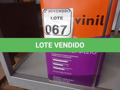 LOTE 067 - 01 LATA DE TINTA BRANCO NEVE FOSCO 18L INTERNA/EXTERNA SUVINIL (NOVO). (NO ESTADO) ATENÇÃO! FAZER A VISITAÇÃO ANTES DE ARREMATAR, NÃO SABEMOS SE FUNCIONA. LEILÃO NÃO TEM GARANTIA E NEM DEVOLUÇÃO, SUJEITO A POSSÍVEIS AVARIAS VISÍVEIS/OCULTAS E/OU AUSÊNCIA DE COMPONENTES.