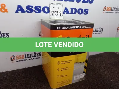 LOTE 231 - 01 LATA DE TINTA PARA PISO CINZA FOSCO ESCURO MARCA SUVINIL 18L(NOVO). (NO ESTADO) ATENÇÃO! FAZER A VISITAÇÃO ANTES DE ARREMATAR, NÃO SABEMOS SE FUNCIONA. LEILÃO NÃO TEM GARANTIA E NEM DEVOLUÇÃO, SUJEITO A POSSÍVEIS AVARIAS VISÍVEIS/OCULTAS E/OU AUSÊNCIA DE COMPONENTES.