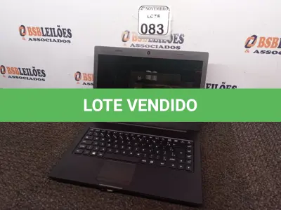 LOTE 083 - 01 NOTEBOOK MARCA CCE. (NO ESTADO) ATENÇÃO! FAZER A VISITAÇÃO ANTES DE ARREMATAR, NÃO SABEMOS SE FUNCIONA. LEILÃO NÃO TEM GARANTIA E NEM DEVOLUÇÃO, SUJEITO A POSSÍVEIS AVARIAS VISÍVEIS/OCULTAS E/OU AUSÊNCIA DE COMPONENTES.