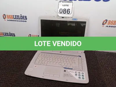 LOTE 086 - 01 NOTEBOOK MARCA ACER. (NO ESTADO) ATENÇÃO! FAZER A VISITAÇÃO ANTES DE ARREMATAR, NÃO SABEMOS SE FUNCIONA. LEILÃO NÃO TEM GARANTIA E NEM DEVOLUÇÃO, SUJEITO A POSSÍVEIS AVARIAS VISÍVEIS/OCULTAS E/OU AUSÊNCIA DE COMPONENTES.