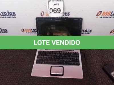 LOTE 069 - 01 NOTEBOOK MARCA HP. (NO ESTADO) ATENÇÃO! FAZER A VISITAÇÃO ANTES DE ARREMATAR, NÃO SABEMOS SE FUNCIONA. LEILÃO NÃO TEM GARANTIA E NEM DEVOLUÇÃO, SUJEITO A POSSÍVEIS AVARIAS VISÍVEIS/OCULTAS E/OU AUSÊNCIA DE COMPONENTES.