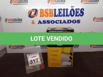 LOTE 317 - 01 LATA DE TINTA PARA PISO CINZA FOSCO ESCURO MARCA SUVINIL 18L(NOVO). (NO ESTADO) ATENÇÃO! FAZER A VISITAÇÃO ANTES DE ARREMATAR, NÃO SABEMOS SE FUNCIONA. LEILÃO NÃO TEM GARANTIA E NEM DEVOLUÇÃO, SUJEITO A POSSÍVEIS AVARIAS VISÍVEIS/OCULTAS E/OU AUSÊNCIA DE COMPONENTES.