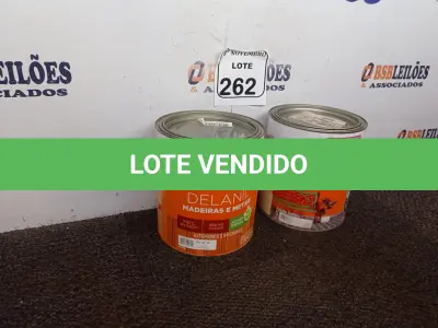 LOTE 262 - 01 LATA DE TINTA P/MADEIRAS E METAIS NA COR AZUL DEL REY E 01 LATA DE ESMALTE SINTÉTICO COM 3,6L CADA MARCA IQUINE(NOVO). (NO ESTADO) ATENÇÃO! FAZER A VISITAÇÃO ANTES DE ARREMATAR, NÃO SABEMOS SE FUNCIONA. LEILÃO NÃO TEM GARANTIA E NEM DEVOLUÇÃO, SUJEITO A POSSÍVEIS AVARIAS VISÍVEIS/OCULTAS E/OU AUSÊNCIA DE COMPONENTES.