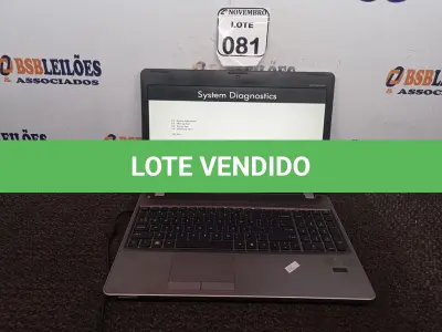 LOTE 081 - 01 NOTEBOOK MARCA HP. (NO ESTADO) ATENÇÃO! FAZER A VISITAÇÃO ANTES DE ARREMATAR, NÃO SABEMOS SE FUNCIONA. LEILÃO NÃO TEM GARANTIA E NEM DEVOLUÇÃO, SUJEITO A POSSÍVEIS AVARIAS VISÍVEIS/OCULTAS E/OU AUSÊNCIA DE COMPONENTES.