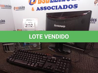 LOTE 310 - 01 CPU MARCA HP, 01 MONITOR MARCA LENOVO E 01 TECLADO. (NO ESTADO) ATENÇÃO! FAZER A VISITAÇÃO ANTES DE ARREMATAR, NÃO SABEMOS SE FUNCIONA. LEILÃO NÃO TEM GARANTIA E NEM DEVOLUÇÃO, SUJEITO A POSSÍVEIS AVARIAS VISÍVEIS/OCULTAS E/OU AUSÊNCIA DE COMPONENTES.
