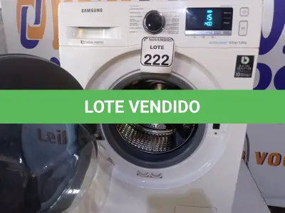 LOTE 222 - 01 LAVA E SECA MARCA SAMSUNG 9KG 220V. (NO ESTADO) ATENÇÃO! FAZER A VISITAÇÃO ANTES DE ARREMATAR, NÃO SABEMOS SE FUNCIONA. LEILÃO NÃO TEM GARANTIA E NEM DEVOLUÇÃO, SUJEITO A POSSÍVEIS AVARIAS VISÍVEIS/OCULTAS E/OU AUSÊNCIA DE COMPONENTES.