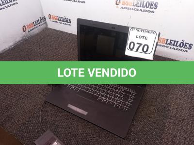 LOTE 070 - 01 NOTEBOOK MARCA POSITIVO. (NO ESTADO) ATENÇÃO! FAZER A VISITAÇÃO ANTES DE ARREMATAR, NÃO SABEMOS SE FUNCIONA. LEILÃO NÃO TEM GARANTIA E NEM DEVOLUÇÃO, SUJEITO A POSSÍVEIS AVARIAS VISÍVEIS/OCULTAS E/OU AUSÊNCIA DE COMPONENTES.