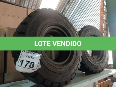 LOTE 178 - 02 PNEUS P/EMPILHADEIRA 6,50 ARO 10. (NO ESTADO) ATENÇÃO! FAZER A VISITAÇÃO ANTES DE ARREMATAR, NÃO SABEMOS SE FUNCIONA. LEILÃO NÃO TEM GARANTIA E NEM DEVOLUÇÃO, SUJEITO A POSSÍVEIS AVARIAS VISÍVEIS/OCULTAS E/OU AUSÊNCIA DE COMPONENTES.