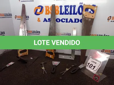 LOTE 101 - 03 SERROTES 01 ESQUADRO E 02 ESPÁTULAS. (NO ESTADO) ATENÇÃO! FAZER A VISITAÇÃO ANTES DE ARREMATAR, NÃO SABEMOS SE FUNCIONA. LEILÃO NÃO TEM GARANTIA E NEM DEVOLUÇÃO, SUJEITO A POSSÍVEIS AVARIAS VISÍVEIS/OCULTAS E/OU AUSÊNCIA DE COMPONENTES.