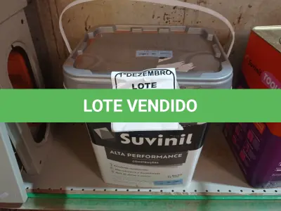 LOTE 166 - 01 BALDE DE TINTA BRANCO FOSCO MARCA SUVINIL 18L. (VALIDADE 09/2027)(NOVO) (NO ESTADO) ATENÇÃO! FAZER A VISITAÇÃO ANTES DE ARREMATAR, NÃO SABEMOS SE FUNCIONA. LEILÃO NÃO TEM GARANTIA E NEM DEVOLUÇÃO, SUJEITO A POSSÍVEIS AVARIAS VISÍVEIS/OCULTAS E/OU AUSÊNCIA DE COMPONENTES.