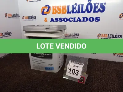 LOTE 103 - 01 BALDE DE TINTA BRANCO FOSCO MARCA SUVINIL 18L.(NOVO) (VALIDADE 09/2027)(NO ESTADO) ATENÇÃO! FAZER A VISITAÇÃO ANTES DE ARREMATAR, NÃO SABEMOS SE FUNCIONA. LEILÃO NÃO TEM GARANTIA E NEM DEVOLUÇÃO, SUJEITO A POSSÍVEIS AVARIAS VISÍVEIS/OCULTAS E/OU AUSÊNCIA DE COMPONENTES.