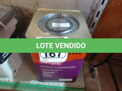 LOTE 167 - 01 LATA DE TINTA MARCA SUVINIL COR BRANCO NEVE ACRÍLICA PREMIUM 18L.(VALIDADE 10/2027) (NOVO) (NO ESTADO) ATENÇÃO! FAZER A VISITAÇÃO ANTES DE ARREMATAR, NÃO SABEMOS SE FUNCIONA. LEILÃO NÃO TEM GARANTIA E NEM DEVOLUÇÃO, SUJEITO A POSSÍVEIS AVARIAS VISÍVEIS/OCULTAS E/OU AUSÊNCIA DE COMPONENTES.