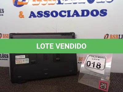 LOTE 018 - 01 NOTEBOOK MARCA HP. (NO ESTADO) ATENÇÃO! FAZER A VISITAÇÃO ANTES DE ARREMATAR, NÃO SABEMOS SE FUNCIONA. LEILÃO NÃO TEM GARANTIA E NEM DEVOLUÇÃO, SUJEITO A POSSÍVEIS AVARIAS VISÍVEIS/OCULTAS E/OU AUSÊNCIA DE COMPONENTES.