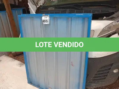 LOTE 465 - 02 PORTAS NA COR VERDE MEDINDO 1,00X16 COMPRIMENTO, 98 DE LARGURANA COR AZUL. (NO ESTADO) ATENÇÃO! FAZER A VISITAÇÃO ANTES DE ARREMATAR, NÃO SABEMOS SE FUNCIONA. LEILÃO NÃO TEM GARANTIA E NEM DEVOLUÇÃO, SUJEITO A POSSÍVEIS AVARIAS VISÍVEIS/OCULTAS E/OU AUSÊNCIA DE COMPONENTES.
