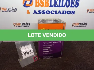 LOTE 361 - 01 LATA DE TINTA FOSCO BRANCO NEVE 18L MARCA SUVINIL(NOVO). (NO ESTADO) ATENÇÃO! FAZER A VISITAÇÃO ANTES DE ARREMATAR, NÃO SABEMOS SE FUNCIONA. LEILÃO NÃO TEM GARANTIA E NEM DEVOLUÇÃO, SUJEITO A POSSÍVEIS AVARIAS VISÍVEIS/OCULTAS E/OU AUSÊNCIA DE COMPONENTES.