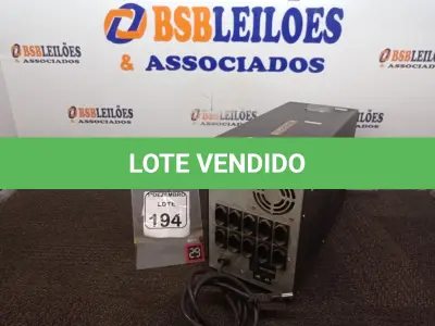 LOTE 194 - 01 NOBREAK MARCA VISION2. (NO ESTADO) ATENÇÃO! FAZER A VISITAÇÃO ANTES DE ARREMATAR, NÃO SABEMOS SE FUNCIONA. LEILÃO NÃO TEM GARANTIA E NEM DEVOLUÇÃO, SUJEITO A POSSÍVEIS AVARIAS VISÍVEIS/OCULTAS E/OU AUSÊNCIA DE COMPONENTES.