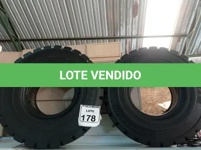 LOTE 178 - 02 PNEUS P/EMPILHADEIRA 6,50 ARO 10. (NO ESTADO) ATENÇÃO! FAZER A VISITAÇÃO ANTES DE ARREMATAR, NÃO SABEMOS SE FUNCIONA. LEILÃO NÃO TEM GARANTIA E NEM DEVOLUÇÃO, SUJEITO A POSSÍVEIS AVARIAS VISÍVEIS/OCULTAS E/OU AUSÊNCIA DE COMPONENTES.