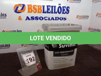LOTE 192 - 01 BALDE DE TINTA BRANCO FOSCO MARCA SUVINIL 18L.(NOVO) (NO ESTADO) ATENÇÃO! FAZER A VISITAÇÃO ANTES DE ARREMATAR, NÃO SABEMOS SE FUNCIONA. LEILÃO NÃO TEM GARANTIA E NEM DEVOLUÇÃO, SUJEITO A POSSÍVEIS AVARIAS VISÍVEIS/OCULTAS E/OU AUSÊNCIA DE COMPONENTES.