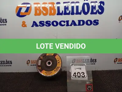 LOTE 403 - 10 DISCOS FLAP 115X22MM ÓXIDO DE ALUMÍNIO MARCA FERTAK(NOVO). (NO ESTADO) ATENÇÃO! FAZER A VISITAÇÃO ANTES DE ARREMATAR, NÃO SABEMOS SE FUNCIONA. LEILÃO NÃO TEM GARANTIA E NEM DEVOLUÇÃO, SUJEITO A POSSÍVEIS AVARIAS VISÍVEIS/OCULTAS E/OU AUSÊNCIA DE COMPONENTES.