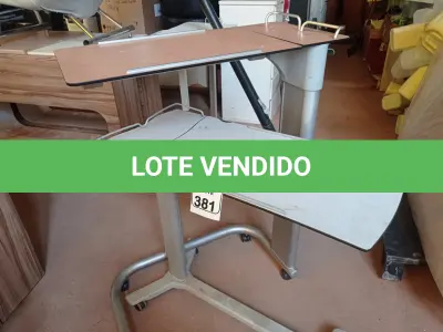 LOTE 381 - 02 MESAS P/REFEIÇÃO C/REGULADOR DE ALTURA. (NO ESTADO) ATENÇÃO! FAZER A VISITAÇÃO ANTES DE ARREMATAR, NÃO SABEMOS SE FUNCIONA. LEILÃO NÃO TEM GARANTIA E NEM DEVOLUÇÃO, SUJEITO A POSSÍVEIS AVARIAS VISÍVEIS/OCULTAS E/OU AUSÊNCIA DE COMPONENTES.