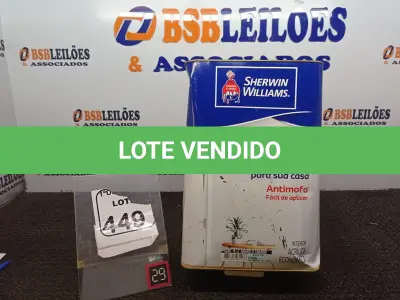 LOTE 449 - 01 LATA DE TINTA SHERWIN WILLIAMS KEM TONE ANTIMOFO 18L.(SEM USO) (NO ESTADO) ATENÇÃO! FAZER A VISITAÇÃO ANTES DE ARREMATAR, NÃO SABEMOS SE FUNCIONA. LEILÃO NÃO TEM GARANTIA E NEM DEVOLUÇÃO, SUJEITO A POSSÍVEIS AVARIAS VISÍVEIS/OCULTAS E/OU AUSÊNCIA DE COMPONENTES.