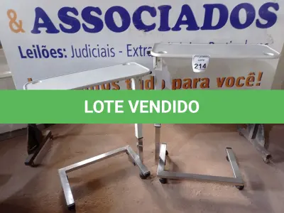 LOTE 214 - 02 MESAS P/REFEIÇÃO C/REGULADOR DE ALTURA. (NO ESTADO) ATENÇÃO! FAZER A VISITAÇÃO ANTES DE ARREMATAR, NÃO SABEMOS SE FUNCIONA. LEILÃO NÃO TEM GARANTIA E NEM DEVOLUÇÃO, SUJEITO A POSSÍVEIS AVARIAS VISÍVEIS/OCULTAS E/OU AUSÊNCIA DE COMPONENTES.
